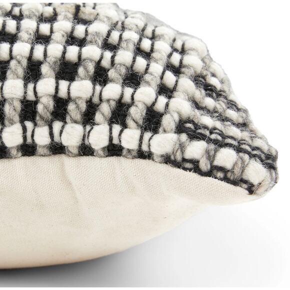 Article Ren Large Square Throw Pillow Black Weave Wool Textured Decor Cushion - Picture 4 of 11